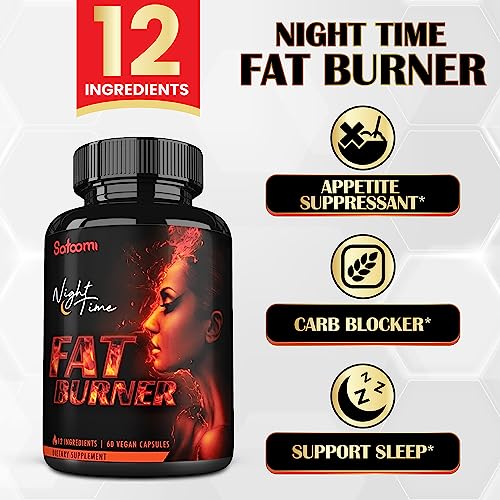 12in1 Night Time Fat Burner for Women - VitaminD.3, Garcinia Cambogia, White Kidney Bean