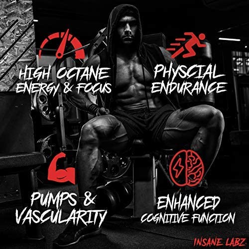 Insane Labz Psychotic Black Edition Mid Stimulant Pre Workout Powder, Energy Focus