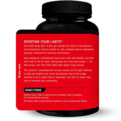 FORCE FACTOR Test X180 Alpha Max, 2-Pack, Total Testosterone and Nitric Oxide Booster for Men with Fenugreek Seed & Tribulus to Increase Blood Flow & Improve Male Athletic Performance, 360 Capsules