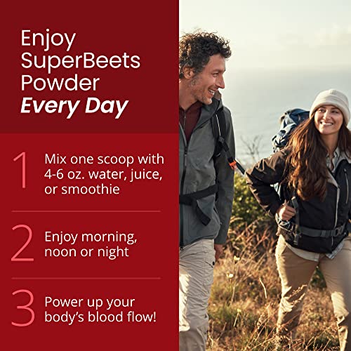 HumanN SuperBeets - Beet Root Powder - Nitric Oxide Boost for Blood Pressure, Circulation & Heart Health Support - Non-GMO Superfood Supplement - Natural Black Cherry Flavor, 30 Servings