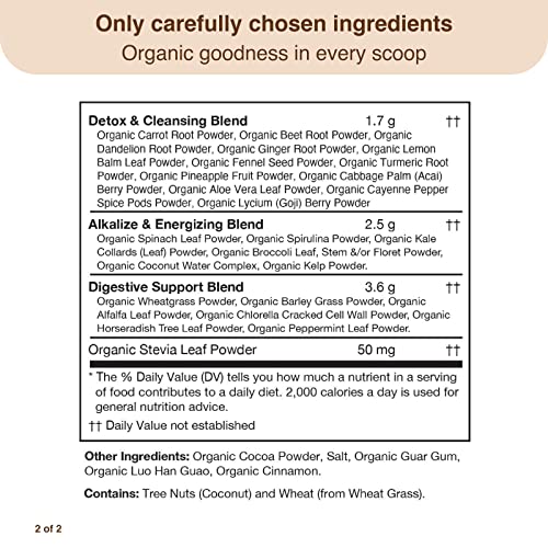 Detox Organics Chocolate Superfood Powder, Detox Cleanse for your Body, Bloating Relief