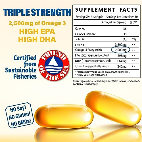 Burpless Fish Oil Pills. Triple Strength Omega 3 Fish Oil Burpless. EPA DHA Omega 3 Supplement