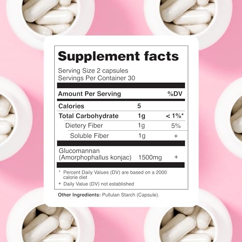 DOFASTING Glucomannan Capsules, Fiber Supplement Glucomannan, Sugar Cravings Blocker