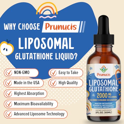 2000MG Liposomal Glutathione Liquid, 98% Absorption, Glutathione Liquid Supplement Prunucis