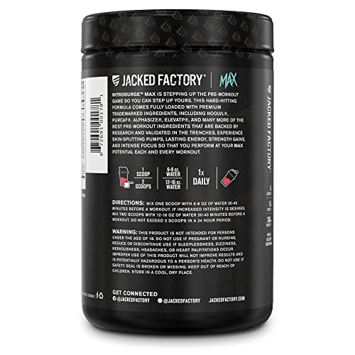 Jacked Factory Nitrosurge Max Nootropic Pre Workout Powder - Premium Pre Workout
