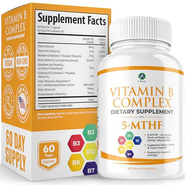 1 Body Vitamin B Complex – 5-MTHF Folate with B1, B2, B5, B6