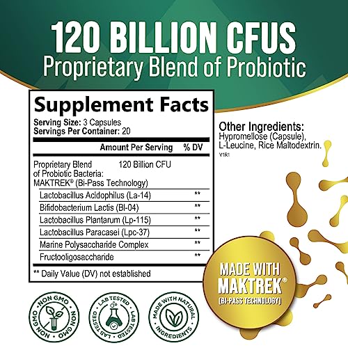 Nature's Peak Probiotics for Digestive Health - 120 Billion CFU with Diverse Strains