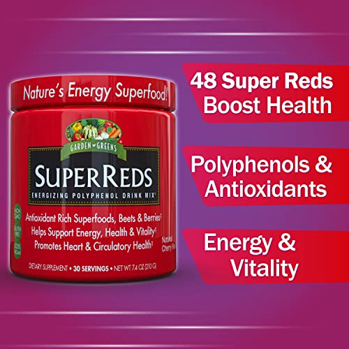 Garden Greens Super Reds Energizing Polyphenol Superfoods, Antioxidants, Powder Drink