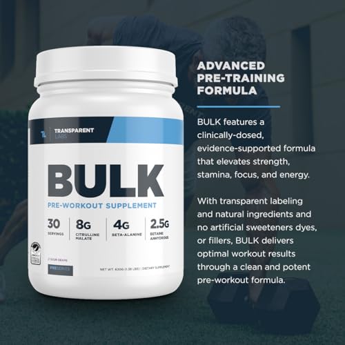 Transparent Labs Bulk Pre Workout Powder - Naturally Sweetened Advanced Pre-Workout