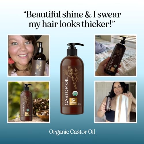 Hexane Free Organic Castor Oil - USDA Organic Castor Oil for Body Detox Hair Growth & Skin Care