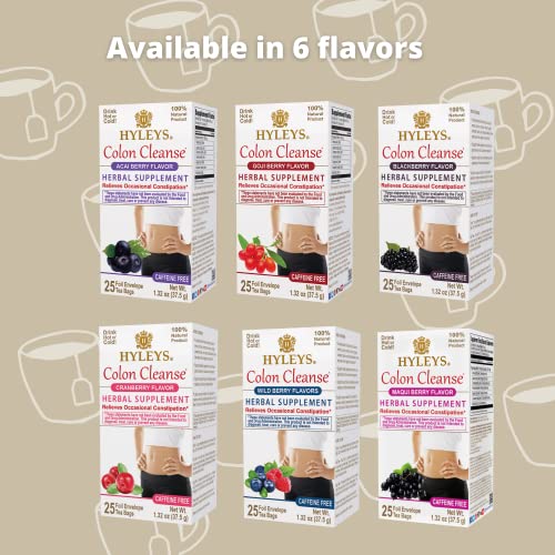 Hyleys Colon Cleanse Tea Blackberry Flavor - 50 Tea Bags (6 Pack - 300 Tea Bags Total)