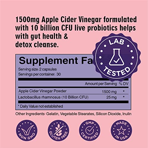 WayLoss 1500mg Apple Cider Vinegar Capsules/Apple Cider Vinegar Pills w/ 10 BILLLION