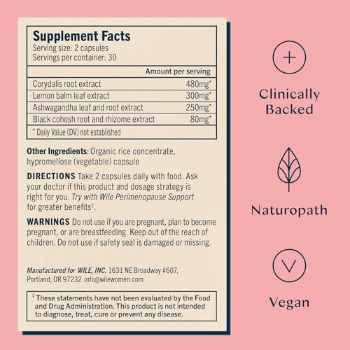 WILE Perimenopause Supplement for Women Stress Support, Ashwagandha Supplements
