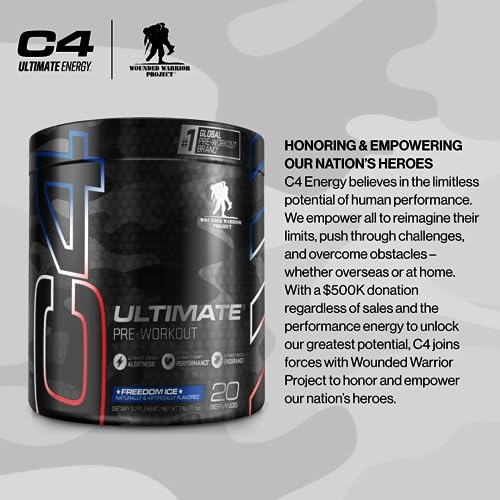 C4 Ultimate x Wounded Warrior Project Pre Workout Powder Freedom Ice - Sugar Free