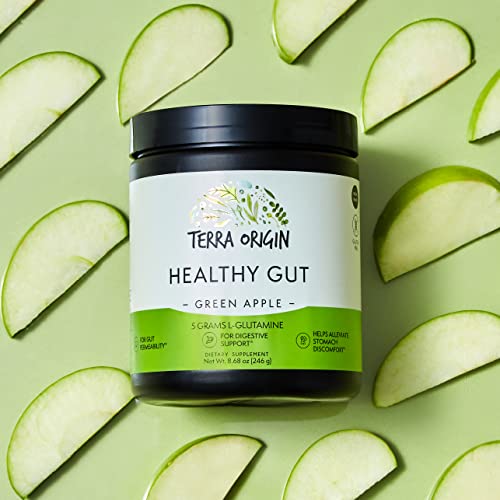 Healthy Gut Green Apple | 30-Servings with L-Glutamine, Zinc, Glucosamine, Slippery