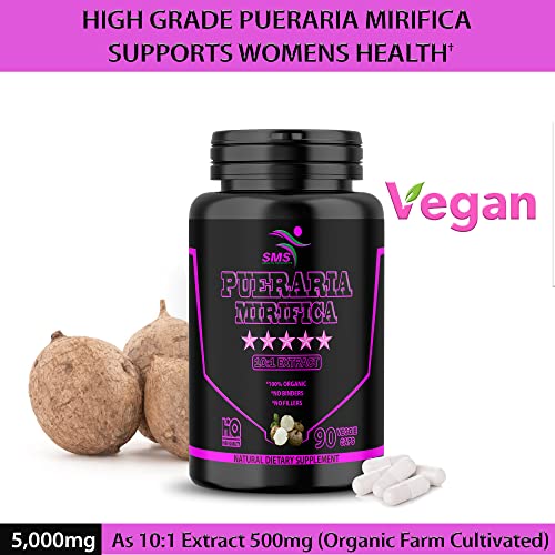 90 Caps Pueraria Mirifica 1000mg Pills - (10:1 Extract Equivalent to 10000mg) High Potency SMSHEALTHPRODUCTS.com