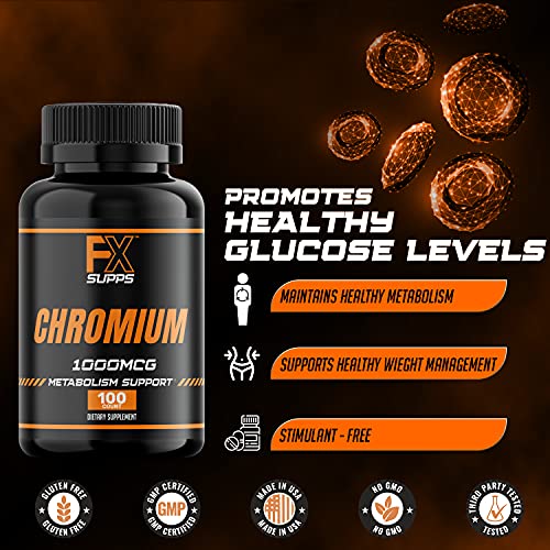 FX Supps Chromium Polynicotinate 1000 mcg (100 Capsules) Weight Management Supplements