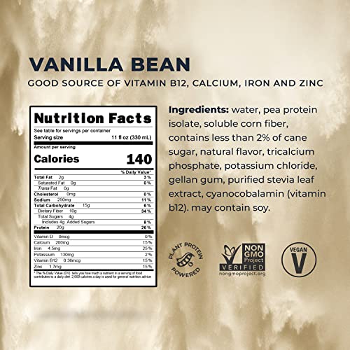 Evolve Plant Based Protein Shake, Vanilla Bean, 20g Vegan Protein, Dairy Free