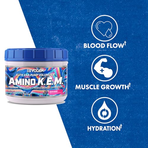 Evogen AminoKEM Sour Candy, Essential Amino Acid, BCAA, Nitric Oxide, Betaine, S7