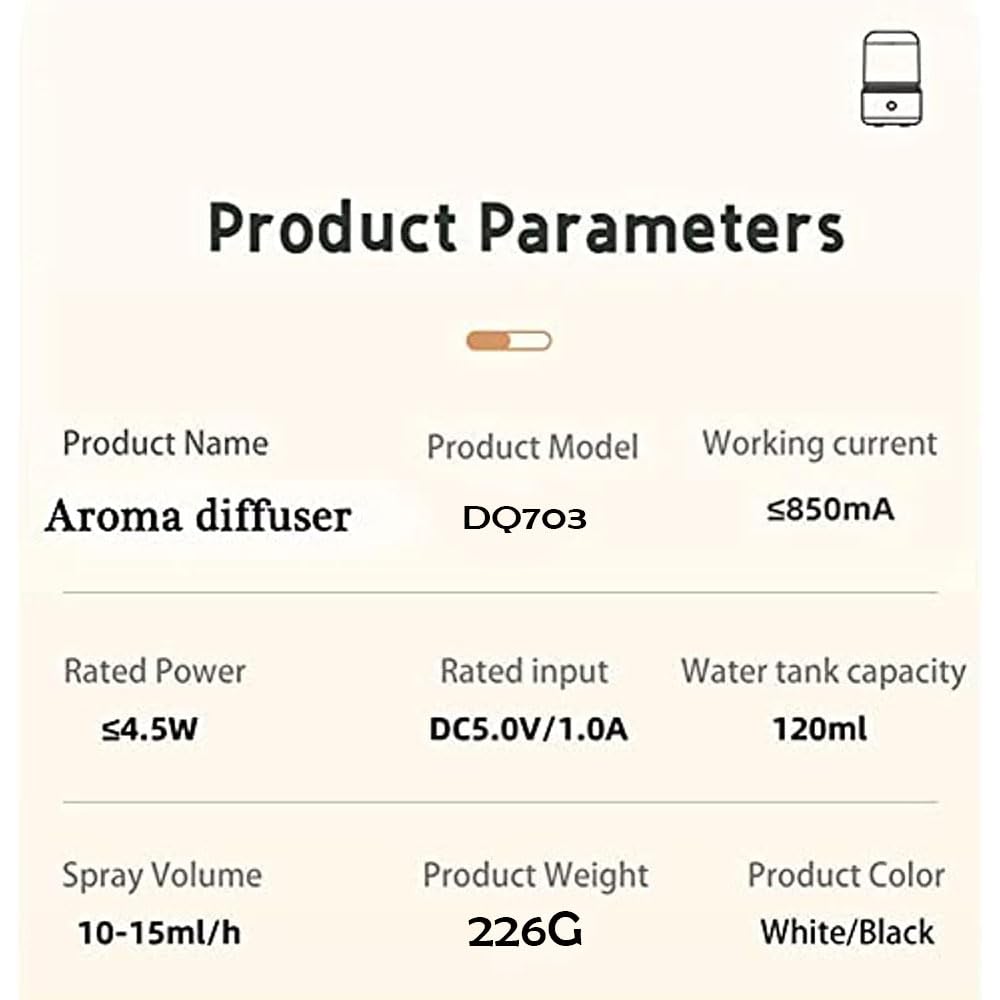 Candlelight Flame Air Diffuser,Portable Essential Oil Diffuser Noiseless 120ML Aroma Diffuser Waterless