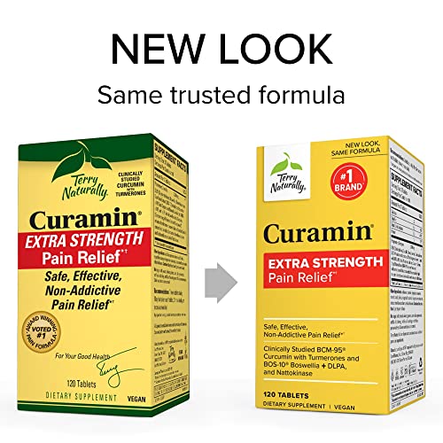 Terry Naturally Curamin Extra Strength - 120 Tablets - Non-Addictive Pain Relief Supplemen