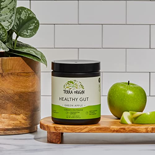 Healthy Gut Green Apple | 30-Servings with L-Glutamine, Zinc, Glucosamine, Slippery