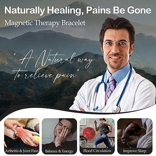 Feraco Mens Magnetic Bracelet Titanium Steel Magnetic Bracelet with Double Row 4 Elements
