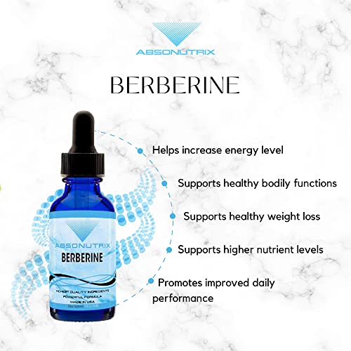 Absonutrix Berberine Supplement 600 mg, 4 Fl Oz Large Bottle, Healthy Weight Loss Support Absonutrix
