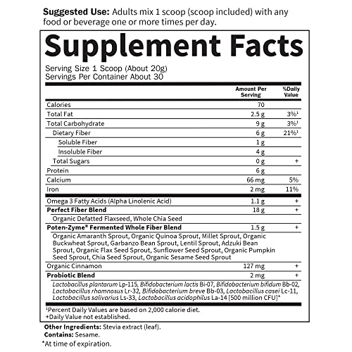 Garden of Life Super Seed - Vegetarian Whole Food Fiber Supplement with Protein and Omega 3