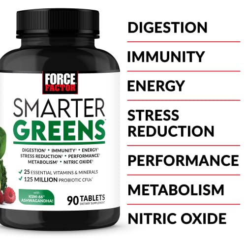FORCE FACTOR Smarter Greens Tablets, Greens Supplement with 25+ Superfoods and Antioxidants