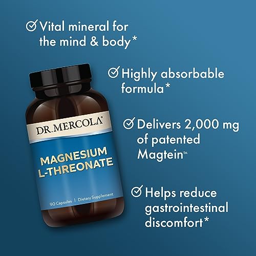 Dr. Mercola Magnesium L-Threonate, 30 Servings (90 Capsules), Dietary Supplement