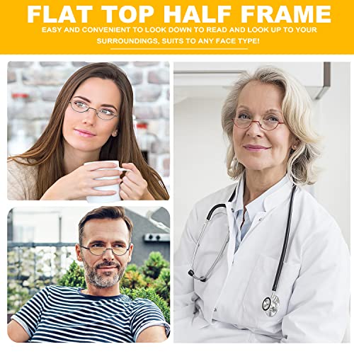 Yiwaeye 3 Pack Half Moon Reading Glasses Anti Blue Light UV, Half Frame Semi Lens Slim
