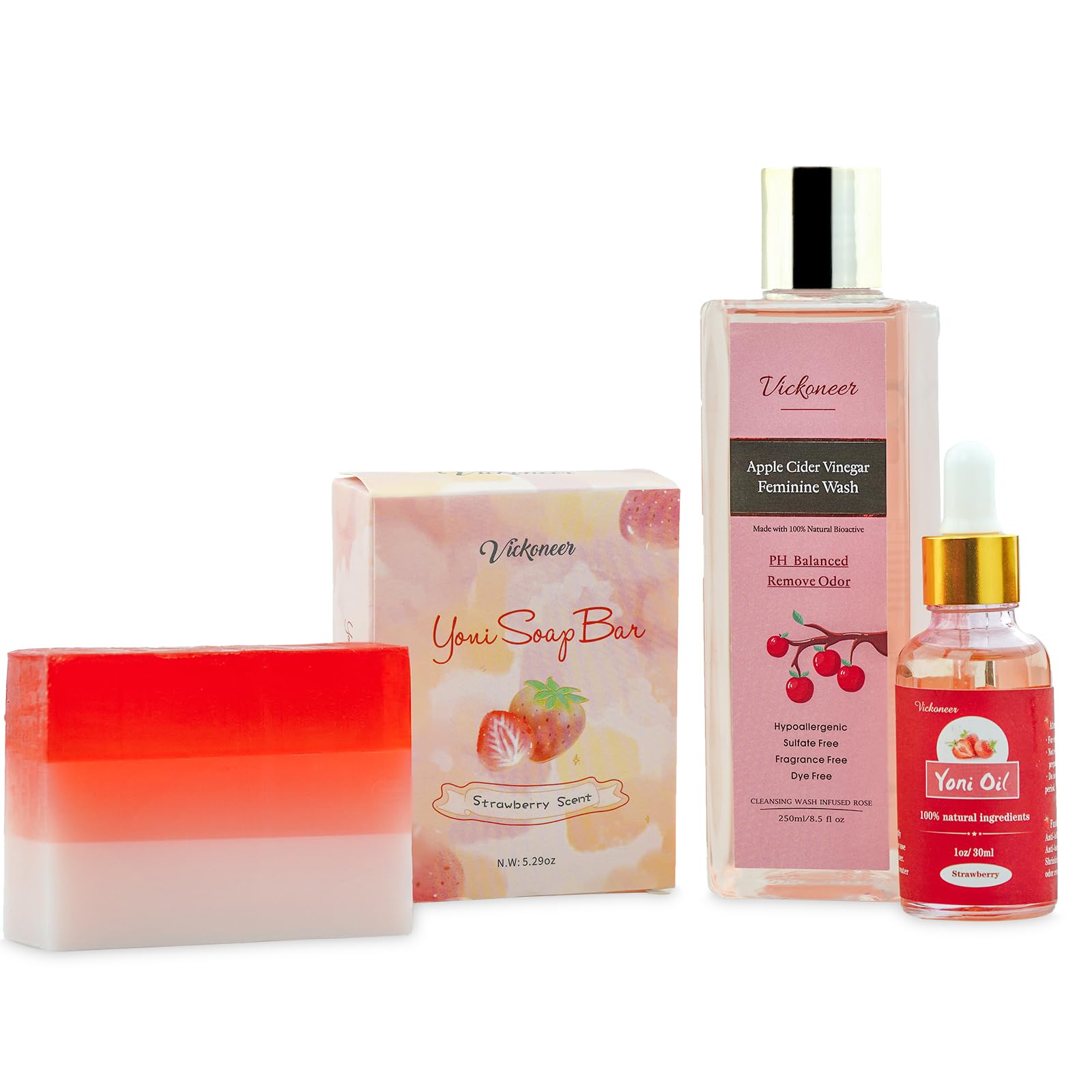 3 Pack Feminine Wash Yoni Bar Yoni Oil Set for Women, Yoni Wash for Balance Vagina PH Wetness