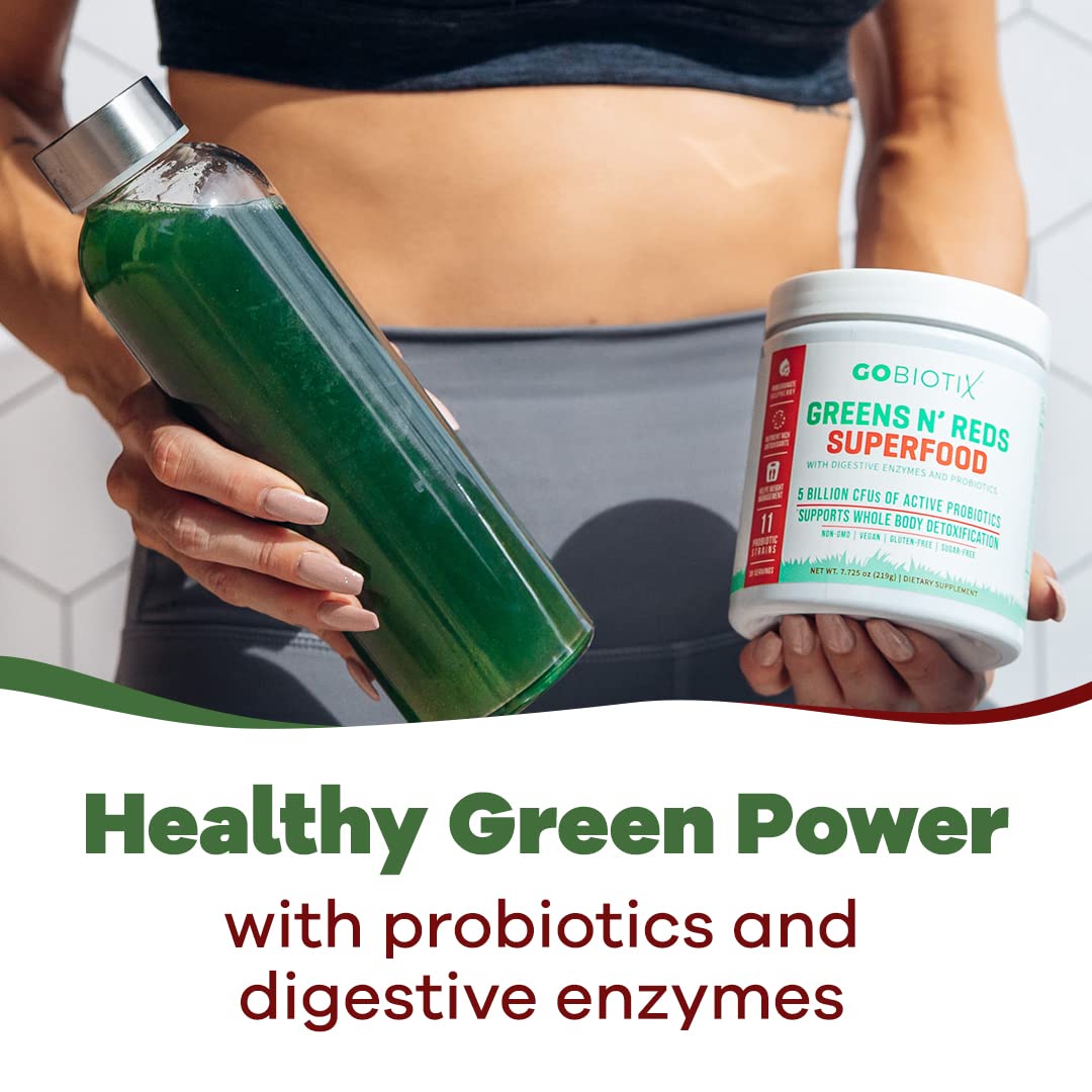 GOBIOTIX Super Greens Powder with Organic Spirulina - Superfood Supplement