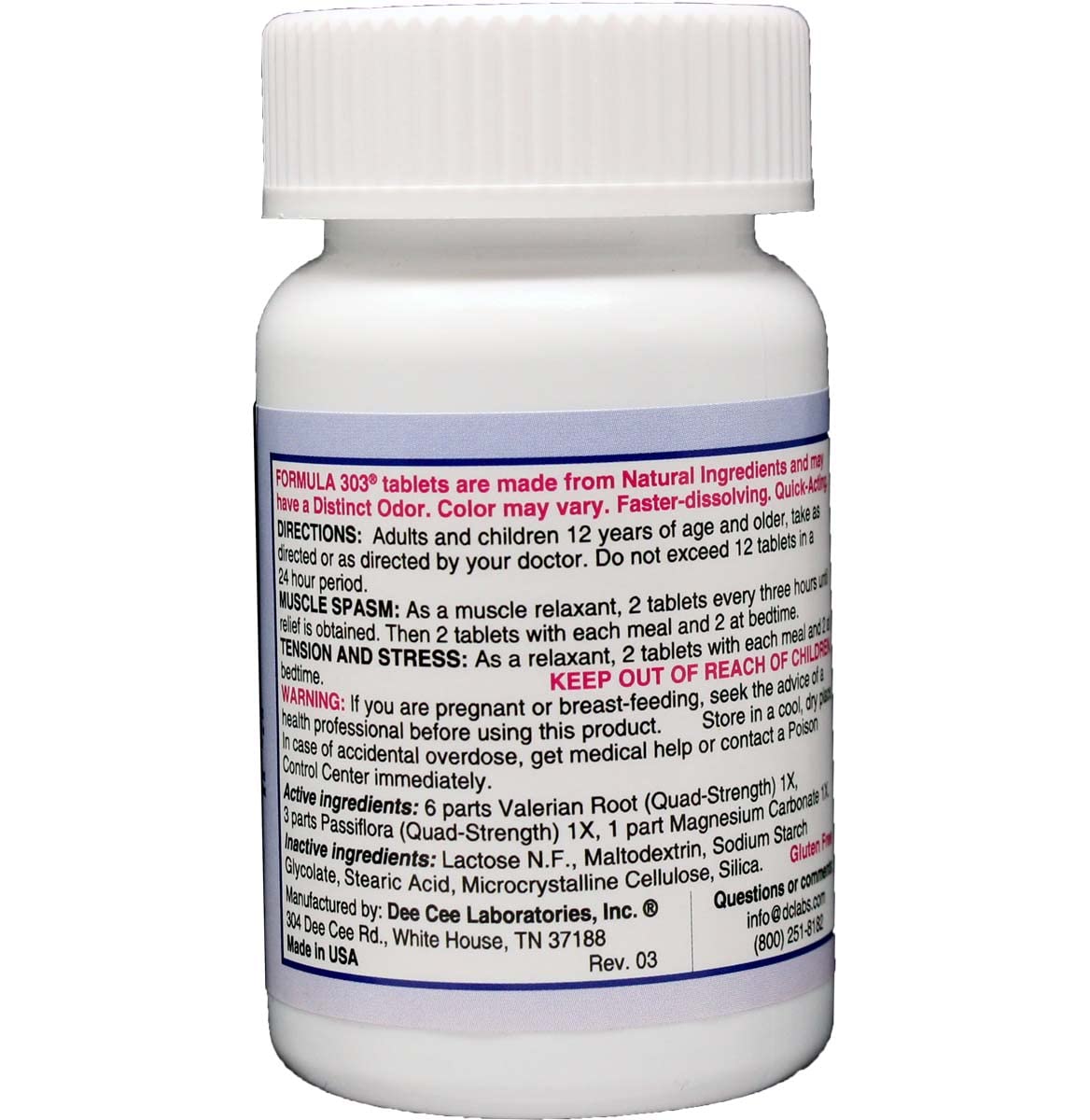 Dee CEE Labs Formula 303 Maximum Strength Tablets, 45 Tablets; All-Natural containing