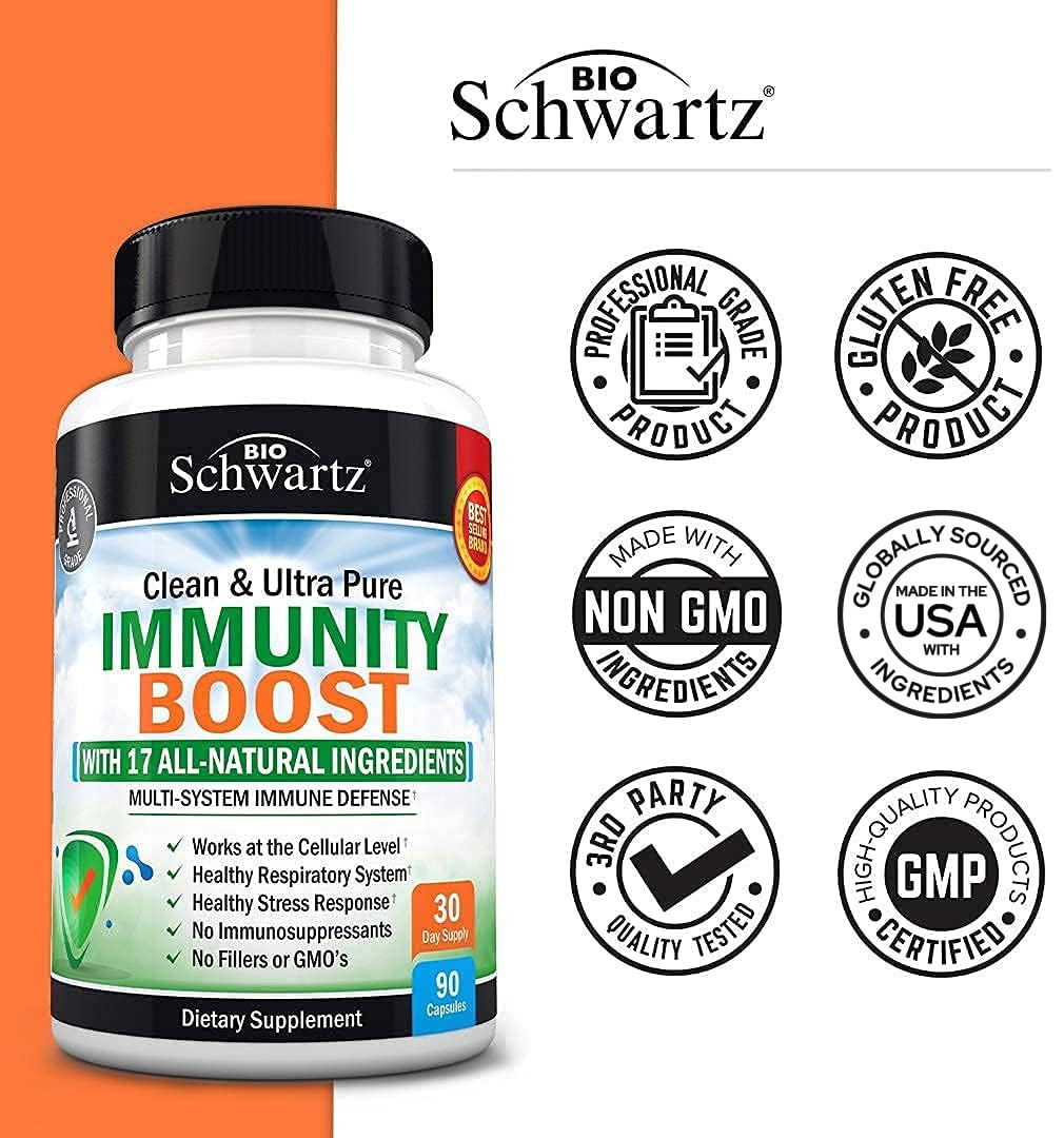Immune Support Supplement with Vitamin C 1000mg Zinc Elderberry Extract Ginger