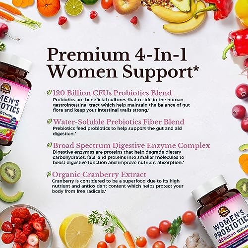 VITALITOWN Women's Probiotics 120 Billion CFUs 1 Daily, 30 Strains, with Prebiotics