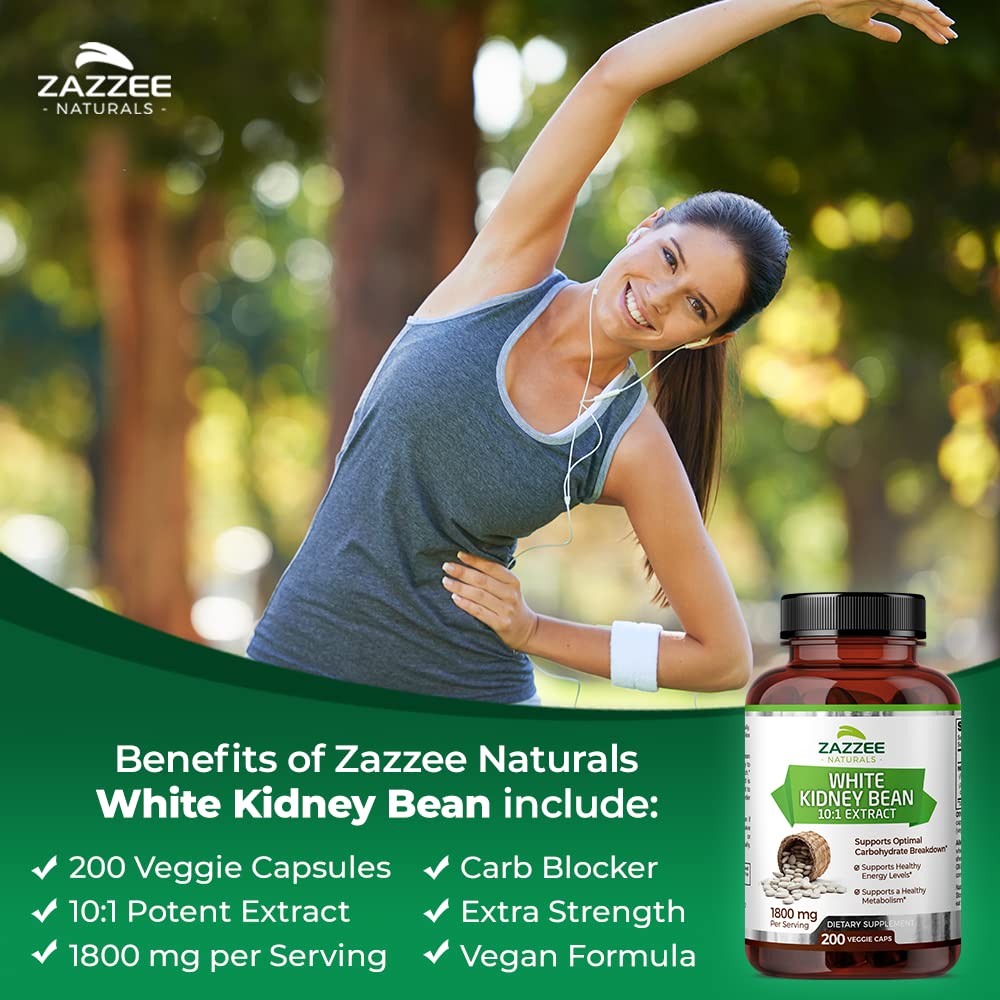 Zazzee White Kidney Bean 10:1 Extract, 18,000 mg Strength, 200 Vegan Capsules, Over 2 Month Supply