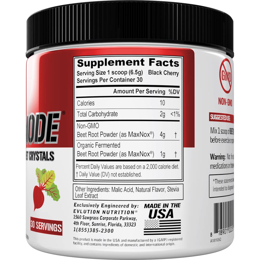 Evlution Nutrition Beet Root Powder Nitric Oxide Booster for Enhanced Energy and Pumps