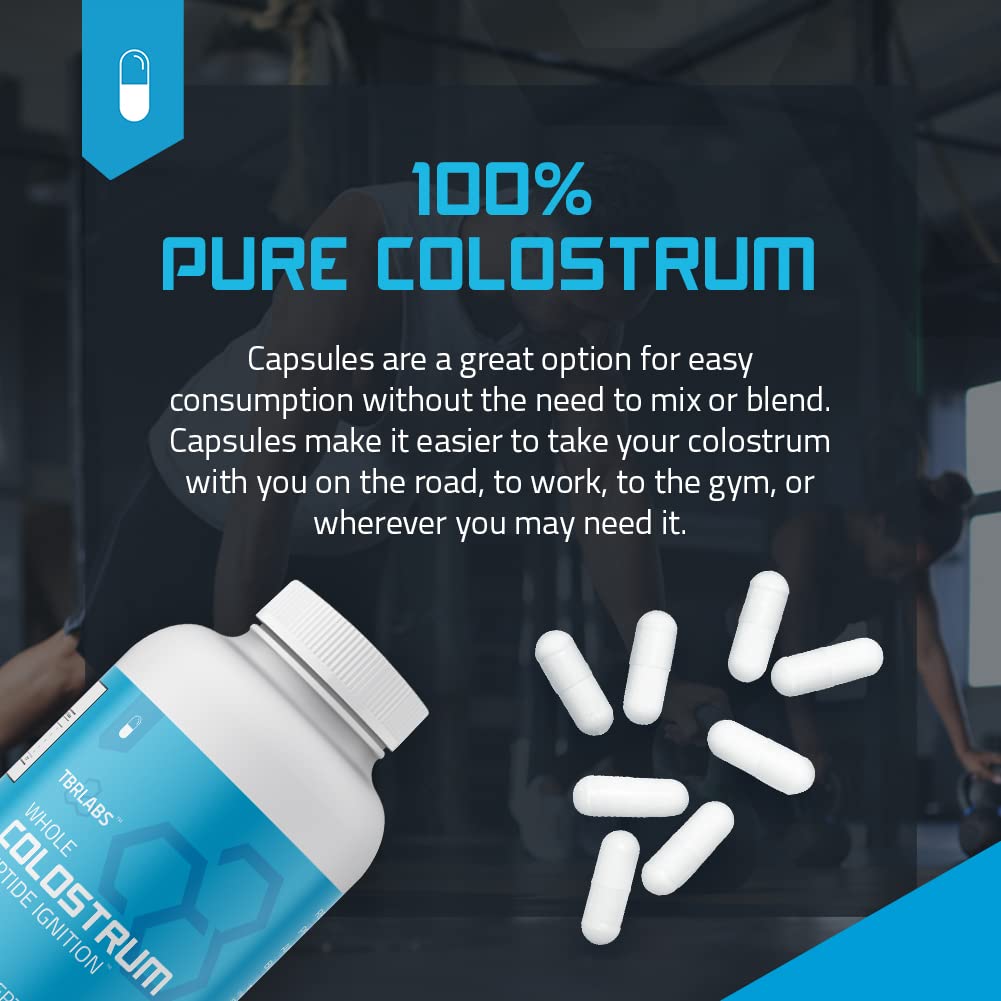 TBR Labs Pure Bovine Colostrum 180 Capsules - Antibiotic and Hormone Free - USA Source