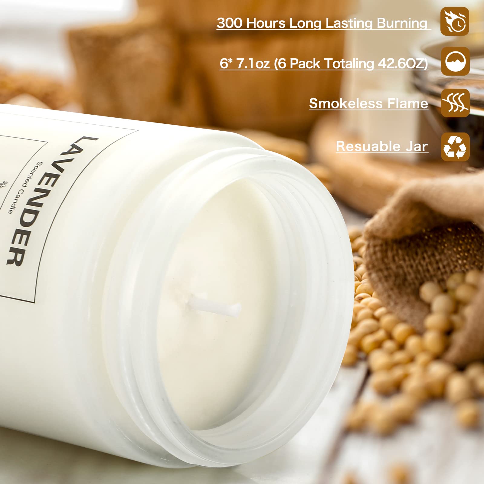 6 Pack Scented Candles, Aromatherapy Candles Gifts Set for Women, 42.6 oz 300 Hour Long Lasting YINUO LIGHT