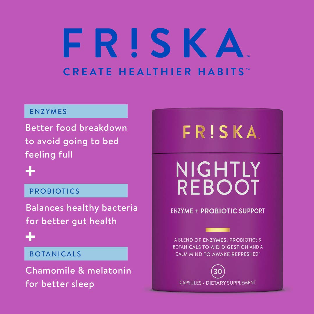 FRISKA Nightly Reboot Enzyme and Probiotics Supplement, Promotes Better Digestion