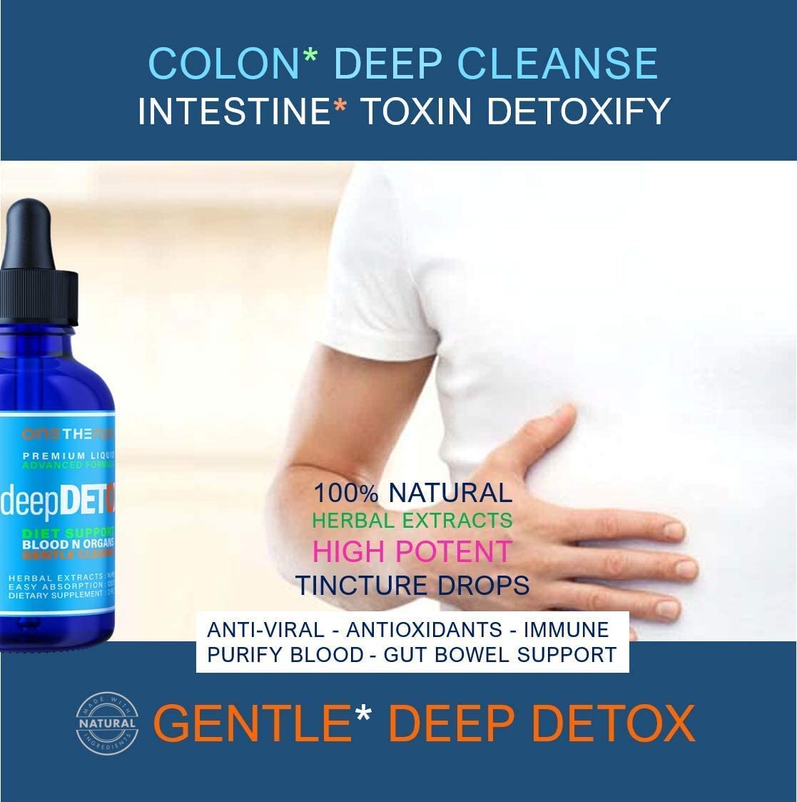 DeepDetox 2oz. Plant-Based Colon Intestinal Gut Liver Cleanse Detox Support. Purify Blood