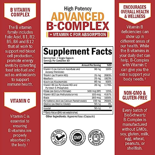 Vitamin B Complex with Vitamin C for Maximum Absorption - Methylcobalamin b12