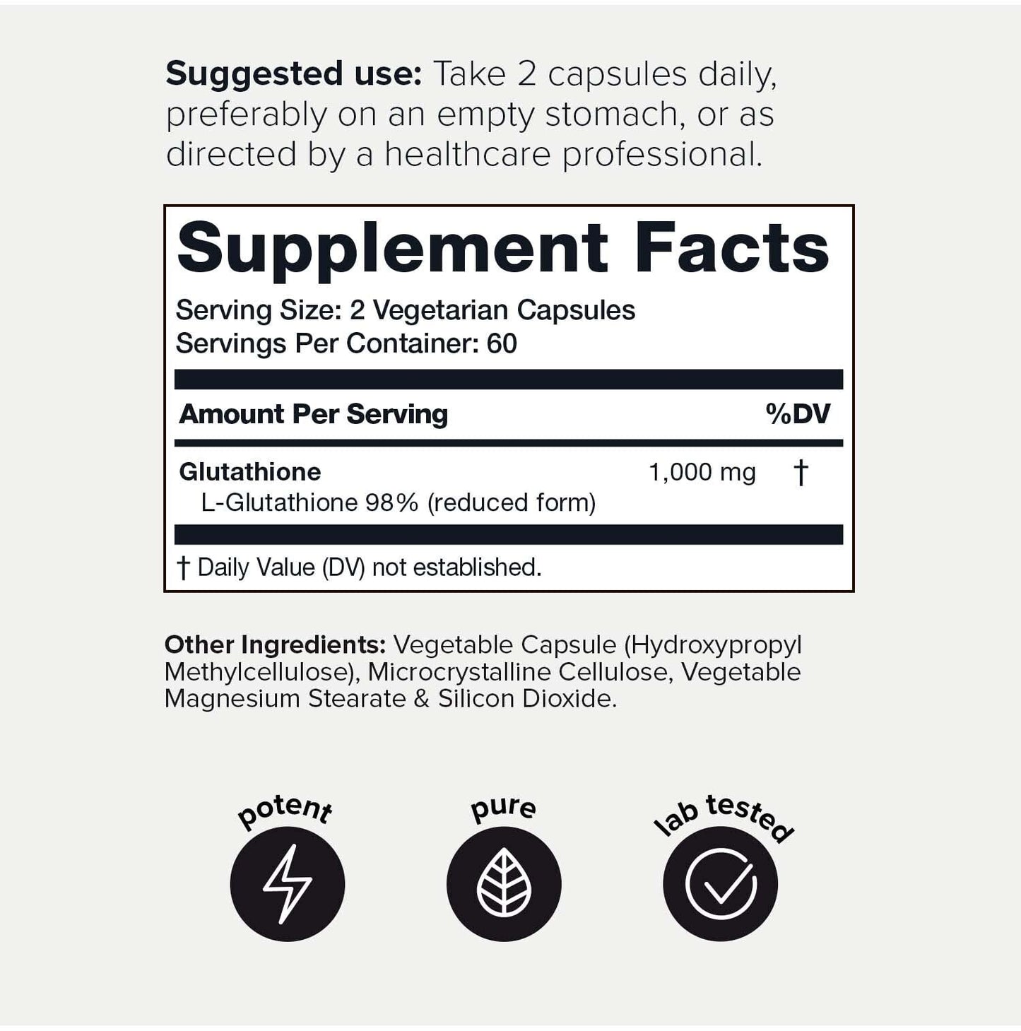 Toniiq Ultra High Strength Glutathione Capsules - 1000mg Concentrated Formula - 98%+