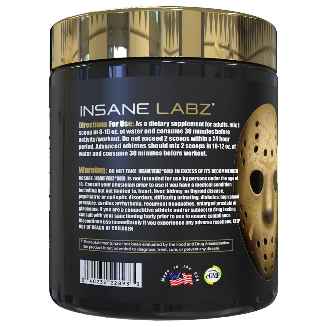 Insane Labz Psychotic Gold and Insane Veinz Gold Pre Workout Nitric Oxide Booster Stack