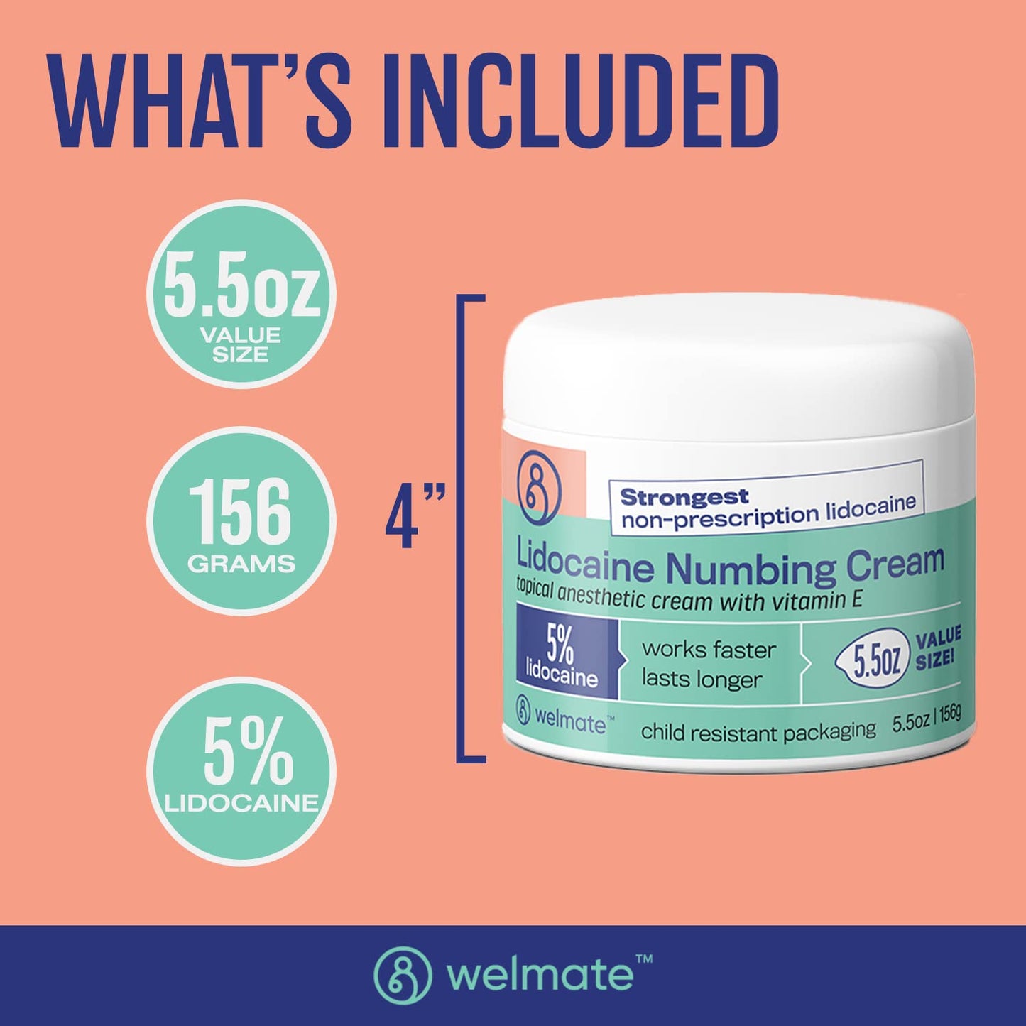 WELMATE | 5% Lidocaine | Numbing Cream Maximum Strength | Topical Anesthetic