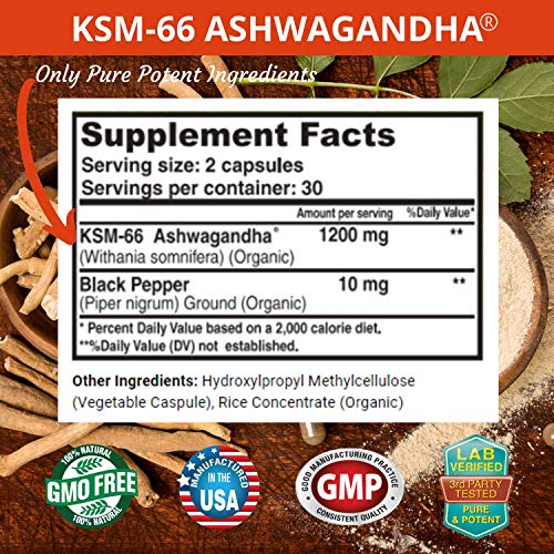 FRESH HEALTHCARE Ashwagandha Capsules KSM 66-1200mg Pure and Potent