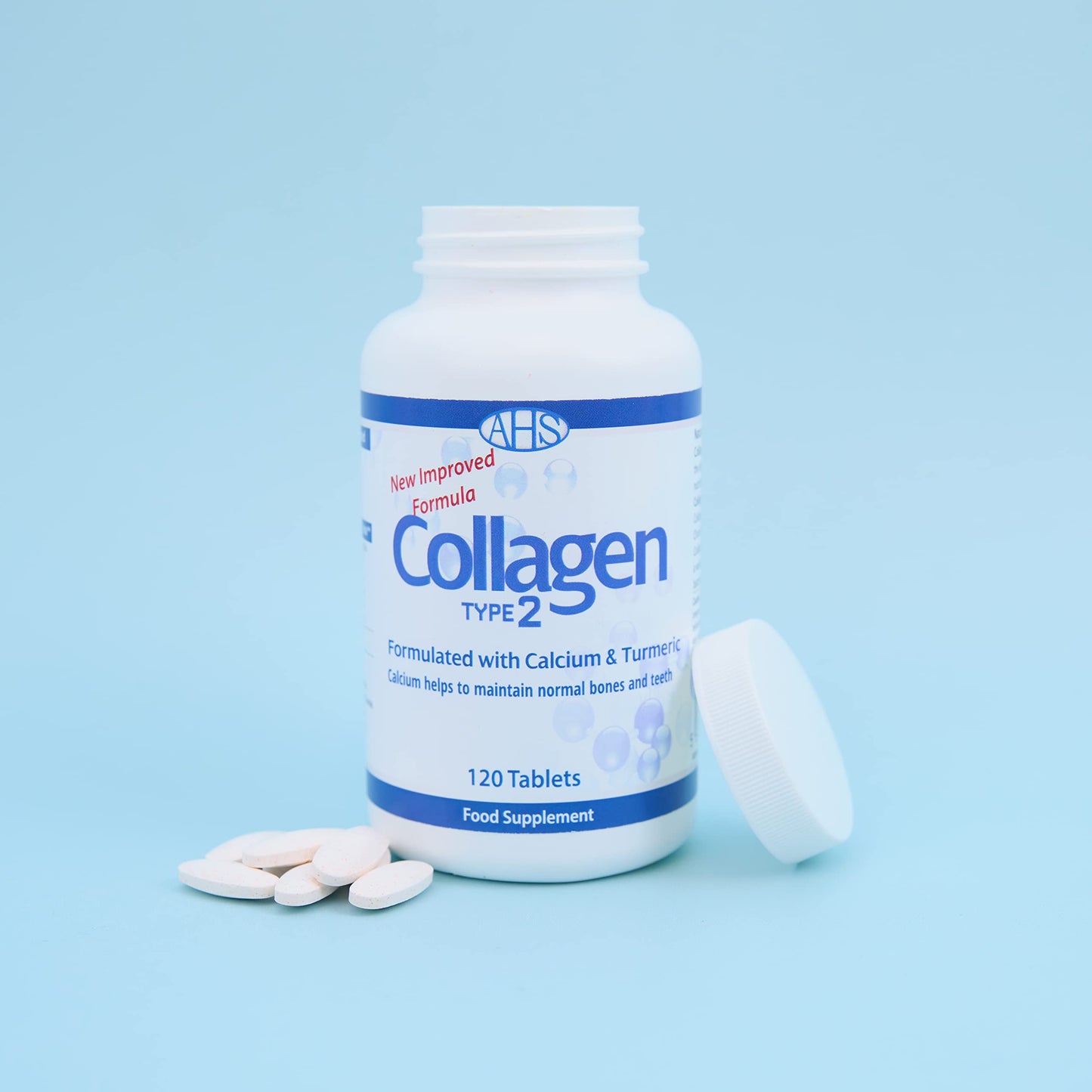 AHS Collagen Type 2 120 Tablets - 4500MG Per Day - Formulated with Calcium and Turmeric