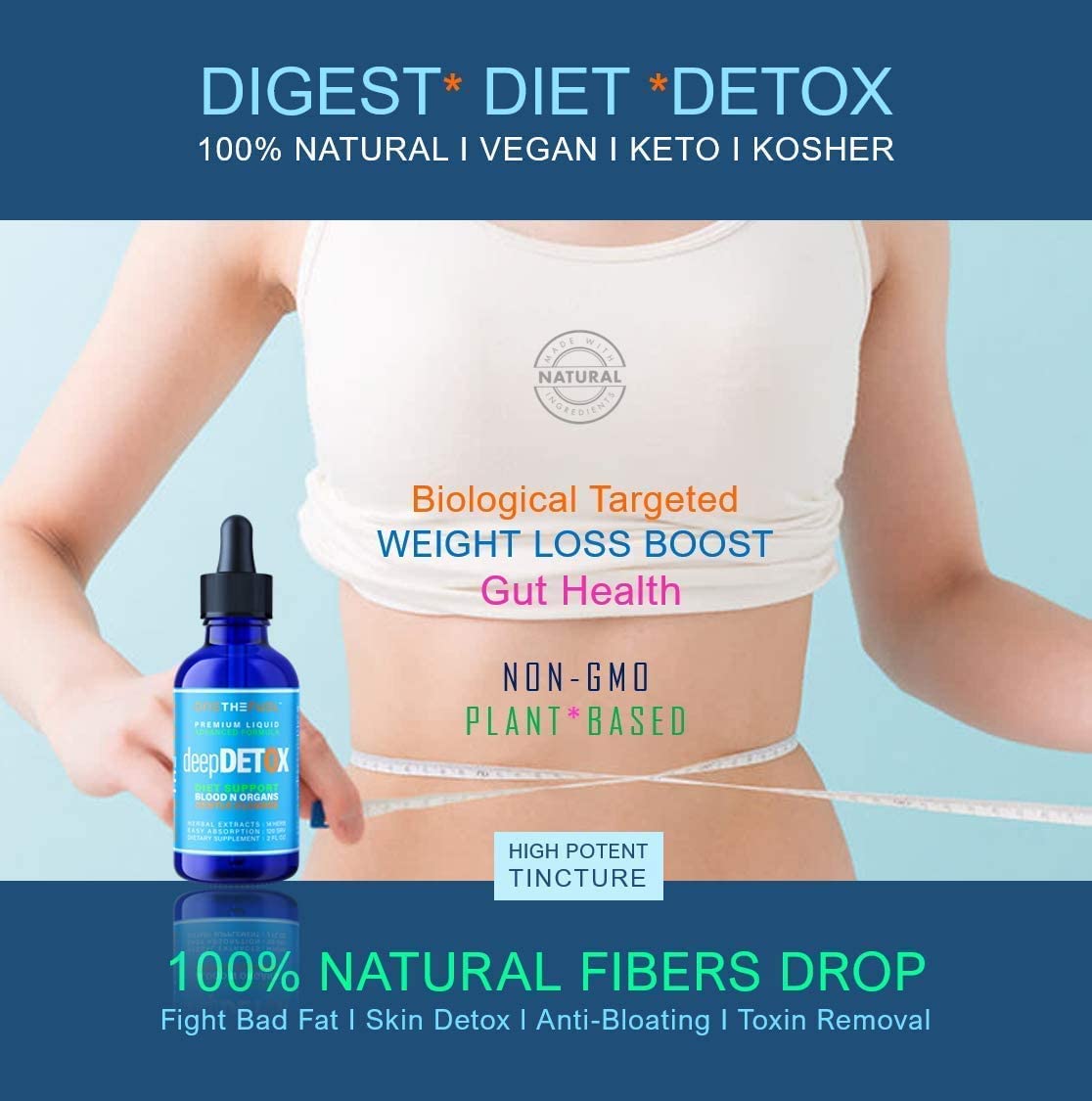 DeepDetox 2oz. Plant-Based Colon Intestinal Gut Liver Cleanse Detox Support. Purify Blood